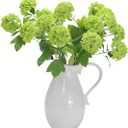 Hydrangea Artificial Flowers Fake Hydrangeas - Silk Flowers 4 Pack 28 Inch Long with 12 Real Touch Blooms, Snowball Viburnum for Wedding and Home Decor (Green)