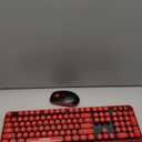 FOPETT Wireless Keyboard and Mouse Combo, 104 Keys Full-Sized 2.4 GHz Round Keycap Colorful Keyboards, USB Receiver Plug and Play, for Windows, Mac, PC, Laptop, Desktop (Black Red)