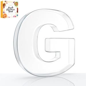 10" Acrylic Charcuterie Letters Fillable Tray, Reusable Alphabet Number Shaped Serving Plates for Charcuterie Board, Display Fruit, Candy, Cake, Party Decor, Birthday, Anniversary G