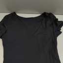 ForeFair Womens Casual V Neck Short Sleeve T Shirts Going Out Tops Double Lined Slim Fitted Summer Basic Tee (Small, Black)