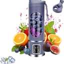 Cordless Blender - Dual 1500mah Battery & 12 Blades | 3-Speed 450ml Portable Blender| For Smoothies, Juicing, Ice Crushing, Travel, Gym (PURPLE)