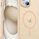 Magnetic for iPhone 15 Case & iPhone 14 Case, [Compatible with MagSafe] [Military Grade Drop Protection] Translucent Matte Shockproof Anti-Scratch Phone Cover, Sand Pink