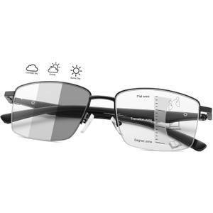 YIMI Photochromic Progressive Multifocus Reading Glasses Spring Hinge Sun Readers Computer Anti Glare Glasses for Men Women