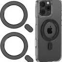 Universal MagSafe Ring, 2 PCS Magnet Sticker Magnetic Adapter Ring Compatible with Magsafe Accessories & Wireless Charging for iPhone 17/16/15/14/13/12 Pro Max Mini, Galaxy S25/S24/S23 (Black)