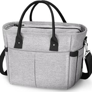 KIPBELIF Cute&Classy Roomy Insulated Lunch Bags for Women - Stylish & Functional Large Tote Adult Lunch Box for Working & Picnic, Gray, Standard Size