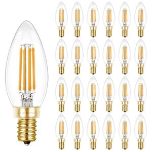 Hizashi E12 Candelabra Bulb 40 Watt 90+CRI LED Chandelier Light Bulb Dimmable, B10 LED Candelabra Light Bulbs, 4W, 450LM 2700K Warm White, Candle Light Bulbs, UL Listed, 24 Pack
