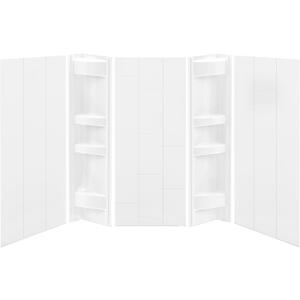 White Tub Wall Surround - Waterproof, Easy-to-Install, Two Shelf Units Kit Included Bathtub Wall Surround Panels - Vertical Pattern, Dynamic Shelves - Acrylic 58"