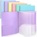 Seajan 5 Pcs 10 Pocket Folder Pastel Sturdy Plastic Spiral Portfolio Multi Pocket Folder Pink Purple Organizer Document Folders Plastic Spiral Project Organizer for School Office