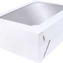 O'CREME White Cake Box with Window, Kraft Cardboard Bakery Box 19.5 Inch x 26.5 Inch x 5 Inch High (Full-Sheet Size) - Pack of 5