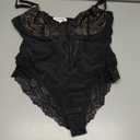 Black Lace Bodysuits for Women Body Suits Tummy Control Seamless Sculpting Snatched Waist Backless Shapewear Thong, Large