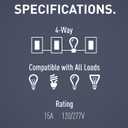 Legrand radiant TM874WCC6 15 Amp Rocker Wall Switch, 4-Way Decorator Light Switches, White (1 Count)