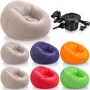 Realspring 6 9 12 Pcs Inflatable Bean Bag Chairs for Adults with Electric Air Pump, Blow up Couch Folding Portable Inflatable Couch Lazy Sofa for Outdoor Movie Night Camping(Colorful,6 Pcs)