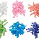 6pcs Self Adhesive Curly Bows for Gift Wrapping, Sparkling Ribbon Bows for Present Boxes, Birthday, Christmas, Wedding Decorations