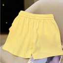 SOLY HUX Women's Sweat Shorts Summer Drawstring Elastic Waist Workout Running Shorts Lounge Short Pants (Yellow, M)