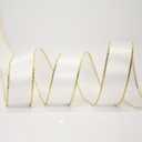 White Satin Ribbon, 1-1/2 inch x 50 Yards Double Faced White and Gold Satin Ribbon, Delicate for Gift Wrapping, Flower Bouquet, DIY Crafts, Wedding, Large Items, Holiday, Party Decorations