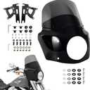 Club Style Front Fairing w/ 11" Smoke Windshield, Fits 7" Headlight for Harley Softail 2000-2017, Headlamp Cowl Kit for Fat Boy FLSTF, Heritage Classic FLSTC, Slim FLS, Deluxe