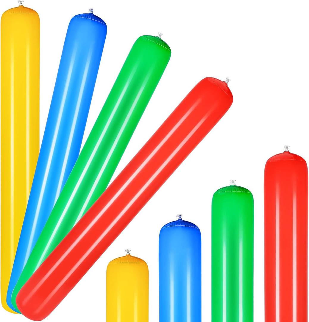 Deekin 4 Pcs Pool Inflatable Sticks Inflatable Pool Noodles Colorful PVC Outdoor Water Games Giant Blow up Noodles for Swimming Pools Adults Beach Lake Party, 41.34 Inch