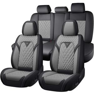 Fit for Toyota Camry Seat Covers 2001-2026,Premium Leather, 360° Full Protection, Thick Padding & Memory Foam, Waterproof & Stain-Resistant Car Seat Cover Full Set (5 Seat,Black&Gray)