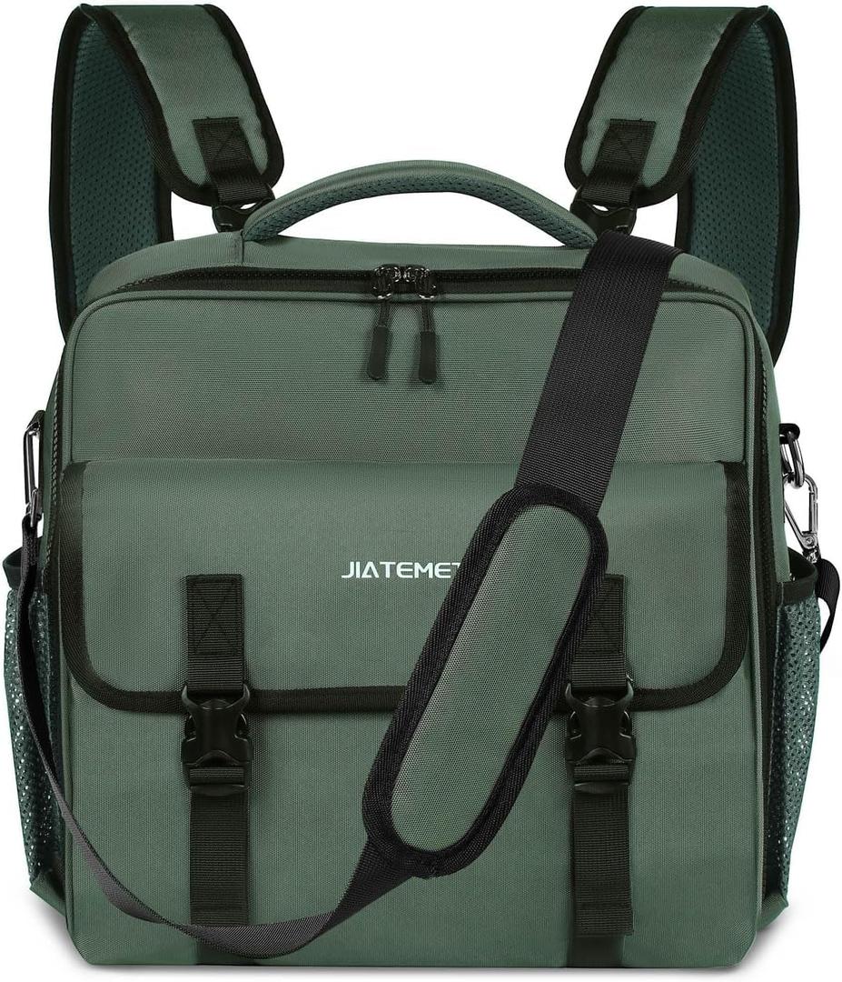 3 Ring Zipper Binder Bag for 700+ Sheets Capacity Detachable Backpack Straps & Shoulder 14 Inch Laptop for and Office (Green)