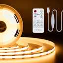 PAUTIX 5V USB COB LED Strip Light 6.56ft/2m 1200lm, Dimmable 640LEDs 2700K Warm White CRI90+ with RF Remote TV Backlight,Flexible Under Cabinet Tape Light for Bedroom,Kitchen,Home DIY Lighting