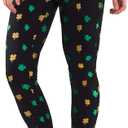 Tipsy Elves Fun St. Patrick's Day Leggings for Women for Parties and Festivals High Waisted and Low Waisted Styles (Black, S)