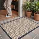 Pack of 2 Color&Geometry Front Door Mat Outside Entrance, All-Season Heavy Duty Outdoor Door Mat for Patio Waterproof, Welcome Mat Doormat Outdoor Entrance Non Slip with Rubber Backing, Khaki 24''x36'' 