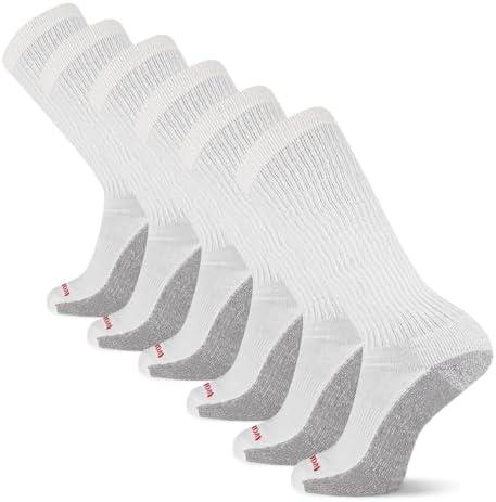 Wolverine Men's Cotton Comfort Crew Socks - 6 Pairs, Breathable Arch Support, Size: 7-12