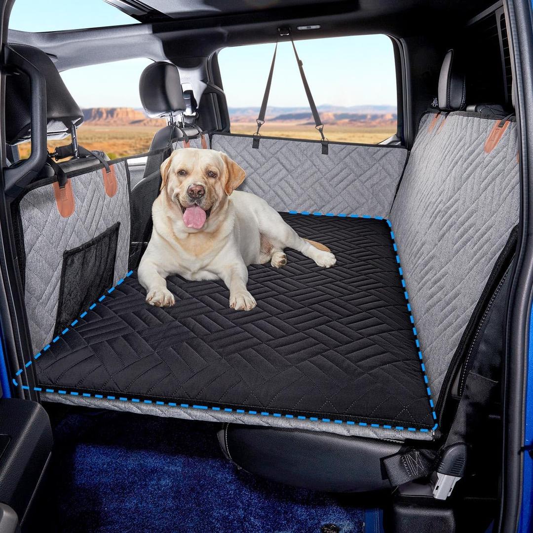 Dog Mat for Back Seat Extender for Dogs,Dog Bed for Car,Pet Cover for Hammock for Car,Hard Bottom Car Seat Cover for Dogs (Black, for Truck)