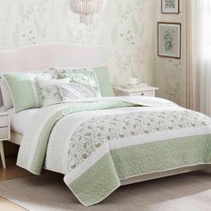 Madison Park King Quilt Set Cotton Coverlet Set with Cotton Filling for King Size Bed, All Season, Lightweight King Cotton Quilt Include Shams, & Dcor Pillows, Dawn, King/Cal King Sage Green 6 Piece