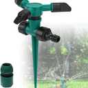 Lawn Sprinklers for Yard Large Area, Adjustable 360 Rotating Water Sprinkler for Lawn, Powerful and Even Watering Sprinkler Head for Kids Playing (Green Sprinkler with Connectors)