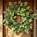26" Green Hibiscus & Eucalyptus Leaf Wreath for Front Door - Large Artificial Greenery Outdoor Wreath for Porch, Window, Farmhouse, Home, Holiday, Hanging Decor - Spring, Summer, Fall, All Seasons