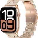 V-MORO Cute Resin Band Compatible with Apple Watch 42mm/41mm/40mm/38mm Women Fashion Dressy Fancy Strap Bracelet lightweight Wristband for iWatch Bands Series 11 10 9 8 7 6 5 4 3 2 1 SE-Oatmeal