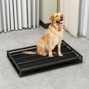 Large Indoor Dog Potty Toilet 30.7 x 19.7 Inch, Metal Elevated Pee Pad Holder for All Breeds, Keeps Paws & Floors Clean, Ideal for Bedroom/Dorm, Dog Potty Tray for Large Dogs