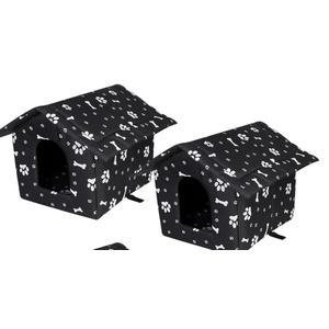 2 Pcs Outdoor Cat House Stray Cats Shelter Weatherproof Outside Cat House Indoor Foldable Warm Pet Cave with Paw Print for Feral Cat Dog Winter Wild Animal(Black, Small-Houses)