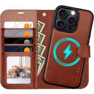 OCASE for iPhone 16 Pro Max Case Detachable Wallet Case with Card Holder, 2 in 1 Pu Leather Flip Folio with RFID Blocking Stand Wrist Strap Shockproof Phone Cover 6.9 Inch 2024, Dark Brown 
