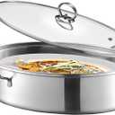 Eglaf 8Qt Stainless Steel Fish Steamer - Multi-Use Oval Cookware with Rack, Ceramic Pan, Chuck - Stockpot for Steaming Fish, Boiling Soup