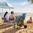 Old Bahama Bay Beach Cart with Big Balloon Wheels for Sand | Collapsible Beach Wagon with Cooler Bag, Umbrella Holder, Chair Rack & Large Mesh Storage, 100 LBS Capacity
