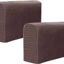 2 Pcs Couch Arm Covers Polyester Anti- Slip Armchair Cover Armrest Cover for Chairs Sofa Stretch Armrest Covers Furniture Protector Washable Armchair Slipcovers (Dark Coffee)