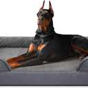 INVENHO Orthopedic Extra Large Dog Bed, XXL Waterproof Dog Sofa, Egg-Crate Foam Couch with Washable Removable Cover, Waterproof Lining and Nonskid Bottom (XXL (48"x 35"x 6.5"), Dark Grey)