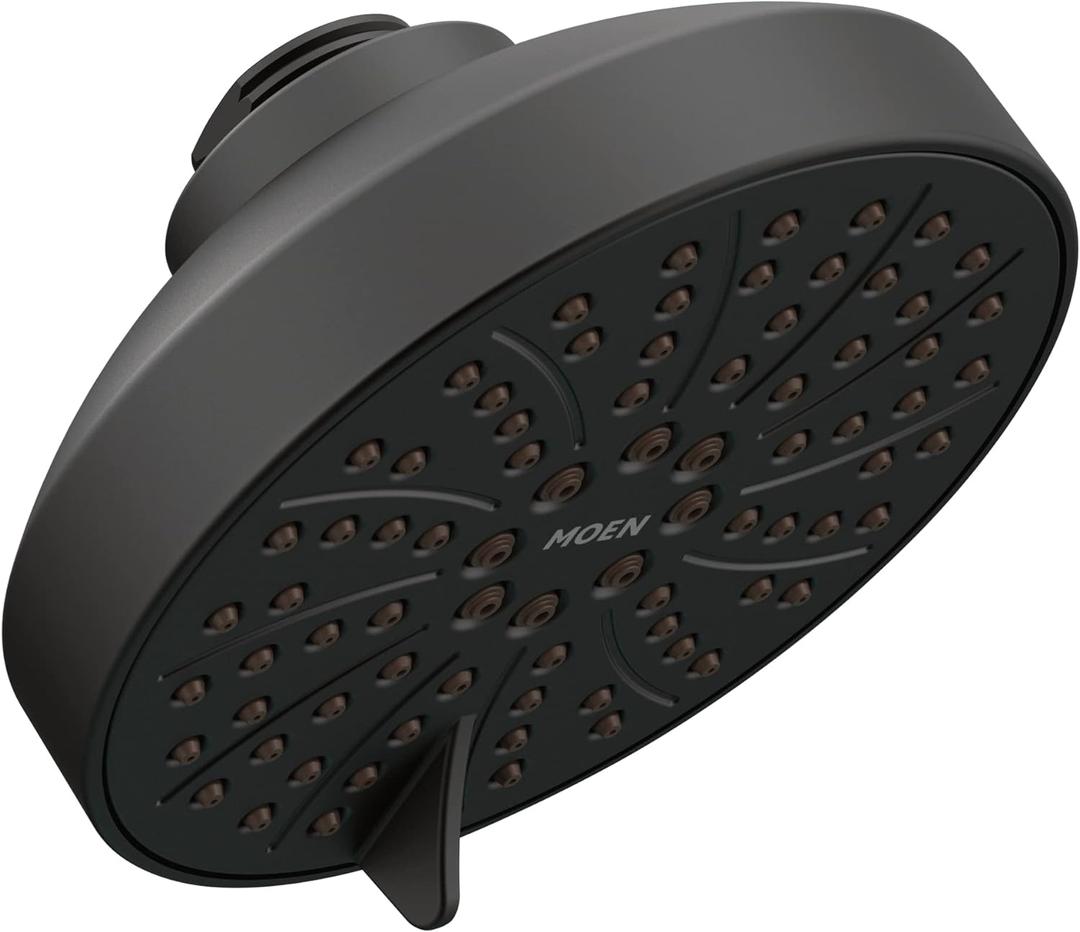 Moen Matte Black Six-Function 4-1/2" Diameter Spray Head Eco-Performance Showerhead, 6512EP15BL