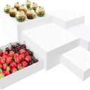Buffet Risers, 6pcs Acrylic Display Boxes Cube Riser, Food Display Stands for Party Buffet Risers Cake Stand Acrylic Square Food Display Set Dessert Table Display Nesting Riser Jewelry Display Holder (White)