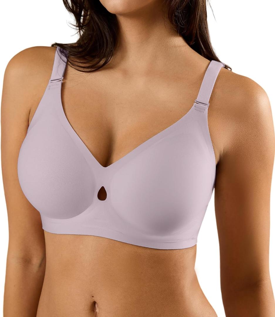 Padded Wireless Bras for Women - Wireless Bra Bralettes for Women with Support Padded Bralette (Purple, L)