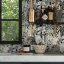 5 x Ismoon 16.1inx78.7in Wallpaper Peel and Stick Black Contact Paper Modern Removable Self-Adhesive Wallpaper Tropical Jungle Grey Leaf Floral Vinyl for Drawer Shelf