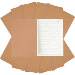 Bulk A5 Journal Notebook, Kraft Cover 80 Pages Lined Paper Journal for Traveler, Notes, Memo - Bulk Journals Sewn Brown Notebook for School Supplies, Office Supplie (Line 80 Pages, 10 Pack)