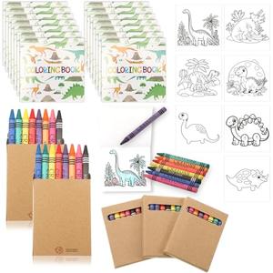 Saypacck 270 Pcs Mini Dinosaur Coloring Books with Crayons Kids Bulk Dino Party Favors Dino Goodie Bag Stuffers End of Year Student Gifts from Teacher