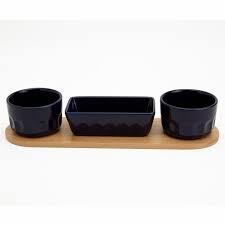Mason Craft and More Stoneware Bamboo Cafe Condiment Set - Navy, 4 ct
