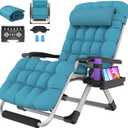 Suteck Oversized Zero Gravity Chair,500LBS 33In XXL Outdoor Recliner Chairs w/Removable Cushion&Headrest, Camping Lounge Chair w/ Upgraded Lock&Footrest, Reclining Patio Chairs for Indoor Outdoo, Soft Blue