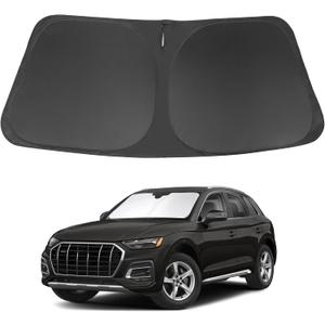 Windshield Sun Shade for 2018-2024 2025 2026 Audi Q5 Accessories | Full covered, Foldable & Durable, Block UV Rays, Reduce Heat, Easy to install, Keep Car Cooler