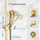 Antique Brass Shower System Bathroom Shower Faucet Set with 8 Inch Rainfall Shower Head Handheld Spray 2 Cross Handles Wall Mounted Outdoor Shower Fixtures Solid Brass