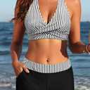 Bikini with Shorts for Women - Halter Two Piece Swimsuits High Waisted Bathing Suits with Pocket 2026 Boyshorts Swimwear (Black, L)